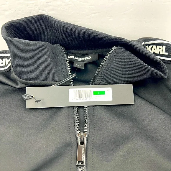 KARL LAGERFELD PARIS, LARGE BLACK JACKET WITH TWO POCKETS, 96% POLYESTER, LARGE - Picture 7 of 13